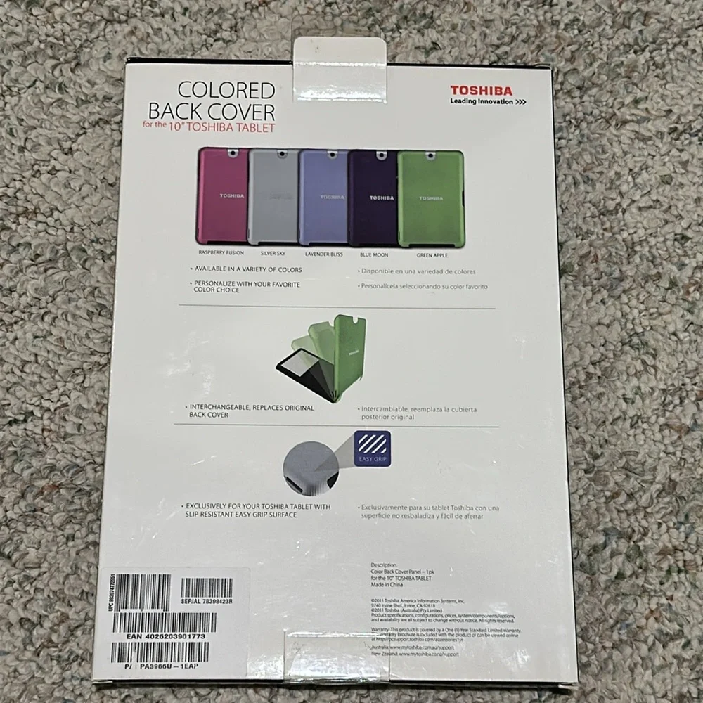 Toshiba Colored Back Cover 10” NWT